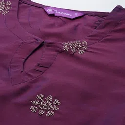 v tradition Women Embroidered Art Silk Straight Kurta image 4
