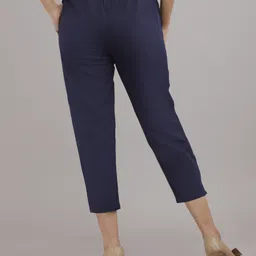 amaya creative center Women Regular Fit Blue Cotton Blend Trousers image 2