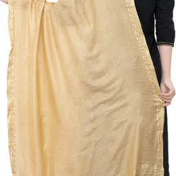 a r silk Cotton Blend Self Design Gold Women Dupatta image 2