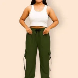 classy creations Women Comfort Fit Green Pure Cotton Trousers-picture-33