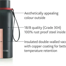 borosil Trek Vacuum Insulated Water Bottle, 20 Hours Hot & 24 Hours Cold 700 ml Flask image 2
