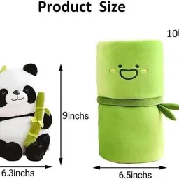 wolkwogg Kawaii Panda Plush in Bamboo – Soft Stuffed Animal Toy with Bamboo - 8 inch image 3