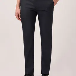 raymond Men Slim Fit Black Viscose Rayon Trousers image 1