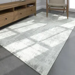 jaipur rugs Grey Abstract Wool and Viscose 5 ft X 8 ft Hand Woven Rectangle Carpet image 1