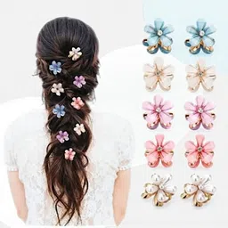 freebies Pack of 6 Flower Design Mini Hair Clutcher for Women Hair Clip-picture-12