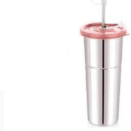 porquepine 600 ML Stainless Steel Tumbler with Executive Lid, Straws with Brush image 2