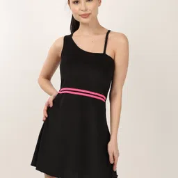 tomkot Padded A-line Offshoulder Swimsuit Solid Women Swim-dress Black Swimsuit-picture-11