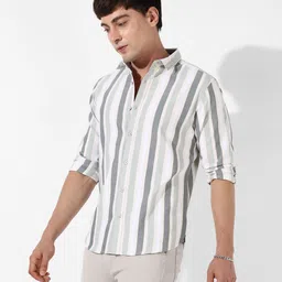 campus sutra Men Regular Fit Striped Spread Collar Casual Shirt image 3