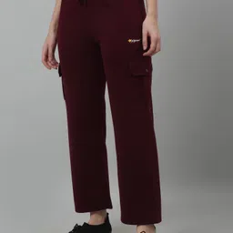 cantabil Women Solid Maroon Track Pants image 3