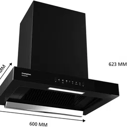 crompton CHD-SSB60BFE-MBL Auto Clean Wall Mounted Midnight Black 1620 CMH Chimney image 3