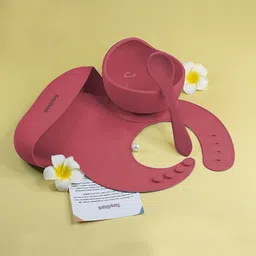 3 Pcs Silicone Baby Feeding Set, Tableware Kit - Feeding Bowl & Spoon, Bib for Kids, Toddler - Silicone-image-64