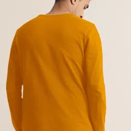 metronaut Solid Men Round Neck Polycotton Yellow T-Shirt image 2