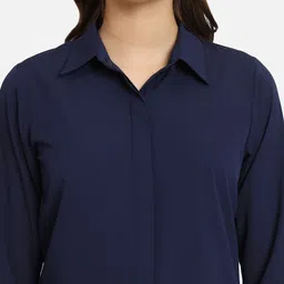 all ways you Women Regular Fit Solid Spread Collar Casual Shirt image 5