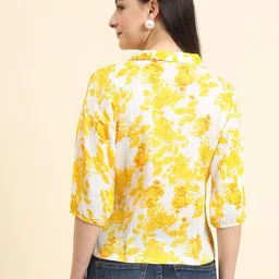 ekasya Women Boxy Fit Graphic Print Lapel Collar Casual Shirt image 5