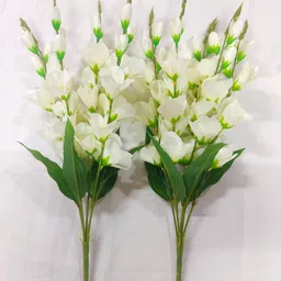 siddhiflower White Gladiolus Artificial Flower with Pot image 4