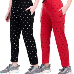 jeckward Pack of 2 Women Polka Print Multicolor Track Pants-picture-17