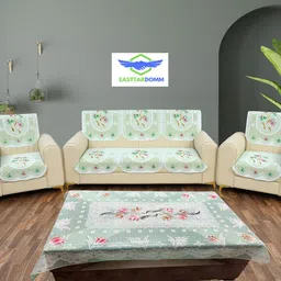 easttardomm Cotton Floral 3+1+1 Seater Sofa Cover image 1