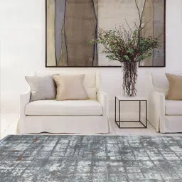 Grey Abstract Polypropylene 4 ft x 6 ft Machine Made Carpet by Apco image 1