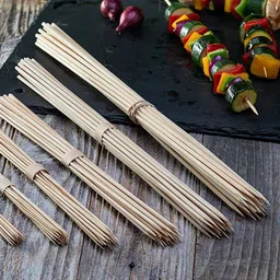deera 2.5mm Disposable Bamboo BBQ SKEWERS 12" Kebab Grill & Parties Disposable Bamboo Roast Fork, Dessert Fork Set image 3
