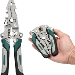 sleepehead 9-in-1 Multifunctional Stainless Steel Wire Cutter Foldable Wire Stripper Crim9 Wire Stripper Crimper Cable Cutter Pliers for Cutting Electrical Stripping Tool Wire Cutter-picture-14