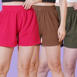 szn Solid Women Multicolor Casual Shorts image 1