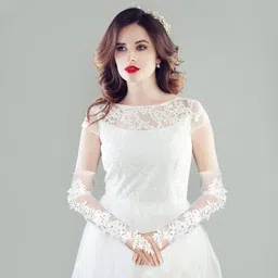 unique bridal white gloves Applique Evening Women Gloves-picture-11