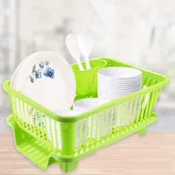 shopixo Dish Drainer Kitchen Rack 3 in 1 Large Sink Set Dish Rack Drainer, Drying Rack Washing Basket tray Plastic image 5