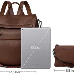 craftwood Small 20 L Backpack Backpack Women, with Pouch Crossbody PU Leather Anti-Theft Travel image 3