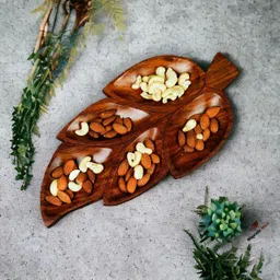 majestic mart Luxury Pakka Sheesham Wood Dry Fruits Tray - Handcrafted Serving Platter Tray Serving Set-picture-20