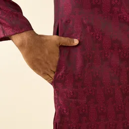 diwas by manyavar Men Self Design Jacquard Straight Kurta image 4