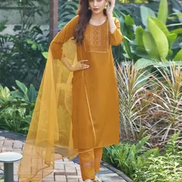 kr designer Embroidered Anarkali Kurta, Bottom & Dupatta Set image 4