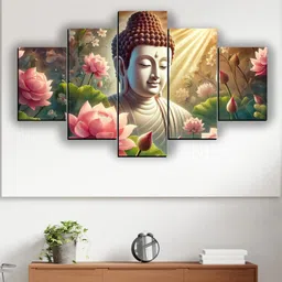 sndart Lord Buddha Wall Decor Gift items For Living Room Pack of 5-picture-43