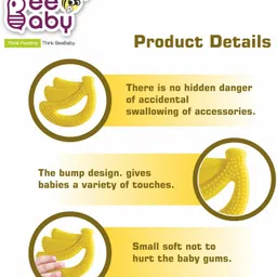 beebaby Banana Shape Silicone Teether for Baby with Carry Case, BPA Free, 3M+, Yellow Teether image 4
