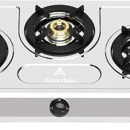 amirtha Burners Stainless Steel Gas Stove for Home Kitchen, Modern Design (3 Burner) Stainless Steel Manual Gas Stove image 3