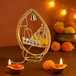 tskutty OONJAL Krishna / Swing Krishna Metal Idol 10CM Decorative Showpiece - 10 cm image 4