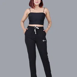 antrue Pack of 2 Women Solid Grey, Black Track Pants image 5