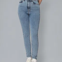 Women Skinny High Rise Blue Jeans-image-76