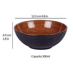 cdi Black 300 Ml Glass Textured 6 Pcs Serving Bowls image 4