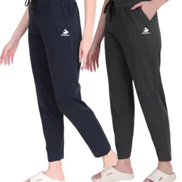 seaprint Pack of 2 Women Solid Dark Blue Track Pants-picture-23