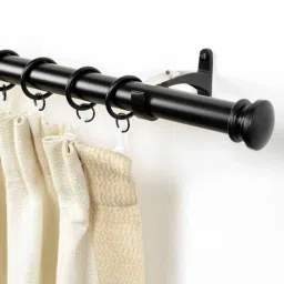 Black Iron Curtain Rod (52-144 Inch) With Bracket By Deco Window-image-23