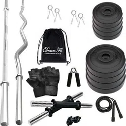 dreamfit 30 kg 30 Kg PVC weight Home Gym with straight rod, curl rod , Gym Bag and Accessories Home Gym Combo-picture-26