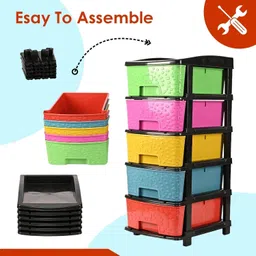 nejadhari Modular Drawer Storage Organizer | Easy-to-Clean Books Organizer for Kids Room PP Collapsible Wardrobe image 2