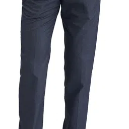 park avenue Men Regular Fit Blue Polyester Trousers image 1