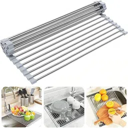 rpf Dish Drainer Kitchen Rack Stainless Steel Roll Up Dish Drying Rack Over Sink Drainer Steel image 5