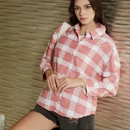 campus sutra Women Regular Fit Checkered Spread Collar Casual Shirt-picture-17