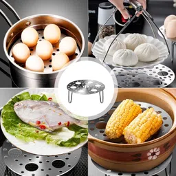 mungat Multipurpose Heatproof Stainless Steel Round Egg Steamer Trivet Insert Rack For Pressure Cooker Pans Egg Cooker image 5