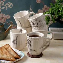cdi White Ceramic Italian Karela Shaped 250 ml (Set of 6) Coffee Mugs image 1