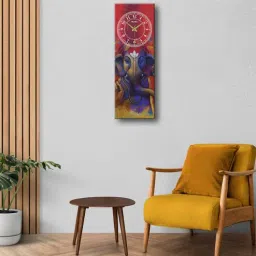 olive tree Multicolour Rectangle 24 Inches Wooden Wall Clock (Ganpati)-picture-32