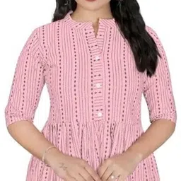 rangrasiyt Women A-line Pink Knee Length Dress image 4