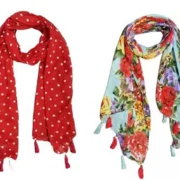 xmsfashion Printed Chiffon Women Multicolor Scarf, Stole, Fancy Scarf-picture-27